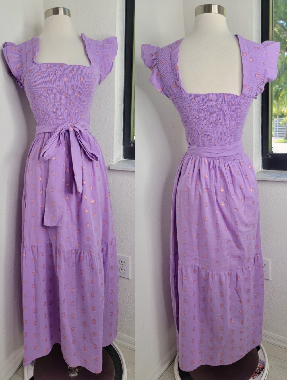 PERRY WALKER COLLECTIVE The Lo Maxi Dress In Lavender Lurex 1.